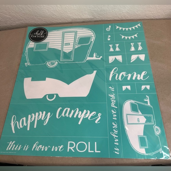 Chalk Couture Happy Camper Transfer, Size D 18x18, Camping Outdoors RV Sport New - Picture 1 of 4